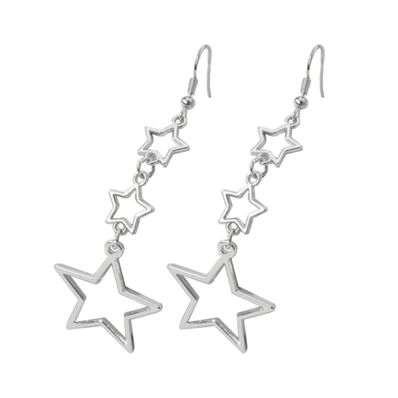 Star Dangle Earrings for Women Girl Long Hollow Star Fringe Earring Sparkle Star Jewelry Pentagrams Stud Earring Gift
