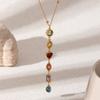 Women's Pendant Necklace Stainless Steel Colorful Zircon Waterproof Non-fading Chains Charms Necklace for Gift