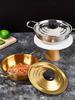 Korean style spiral covered soup pot, stainless steel instant noodle pot, golden hot pot, double ear small pot soup pot milk pot