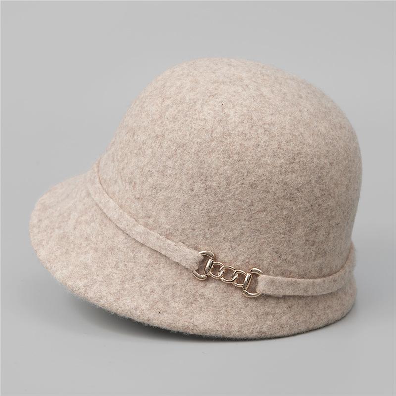Wool Mother Hat Lady Autumn and Winter New Top Hat French Elegant Retro Bucket Hat Basin Hat