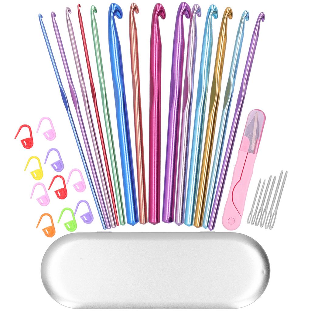 Crochet Hook Set Alumina Crochet Needle Colorful Sweat Knitting Tools Household Supplies