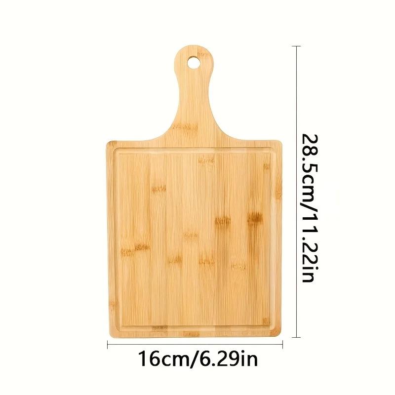 1pc Bamboo Pizza Plate Wooden Handle Long Handle Cutlery Pizza Steak Fruit Bread Bamboo Plate for Home Kitchen