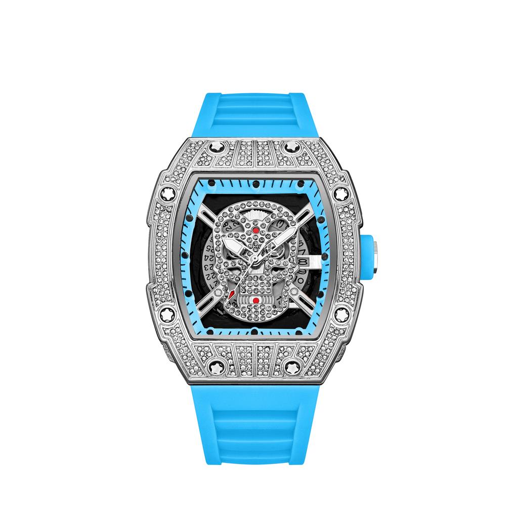 Diamond-Encrusted Gypsy Star Fashion Personality Hollow Gold Ghost Head Wind High-End Luminous Calendar Men'S Watch