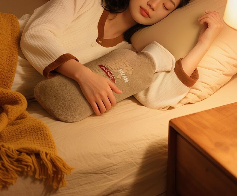 Large Plush-covered Hot Water Bottle with Waist Support and Thickened Rubber Hand Warmer Bag