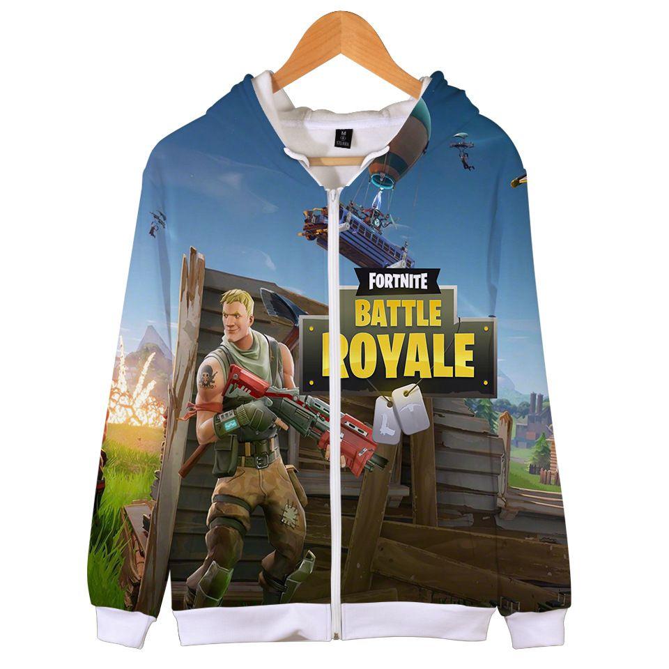Fortnite Hoodie 3d Print Zipper Sweatshirts Battle Royal Cosplay Costume
