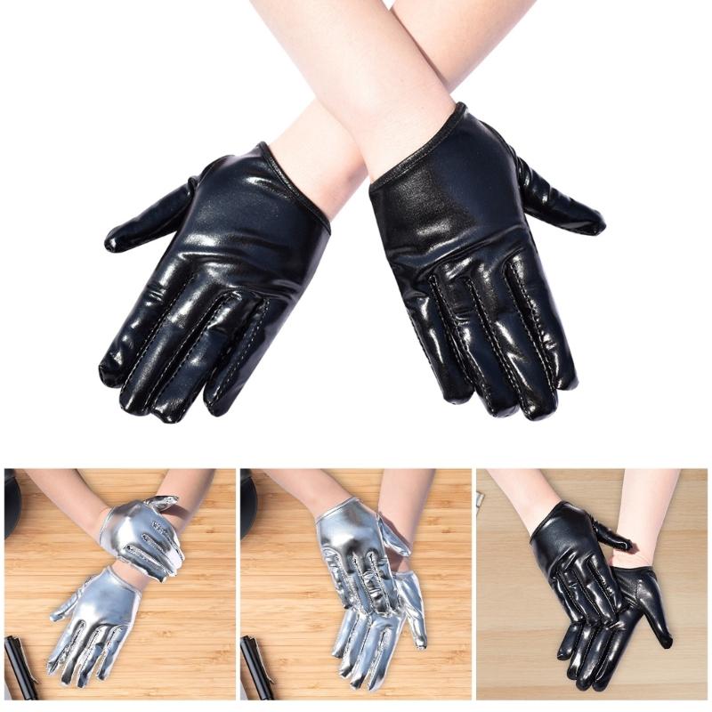Women Glossy Short Gloves Punk Styles Hand Gloves For Fashion And Comfortable Night Club Music Festival Handwear