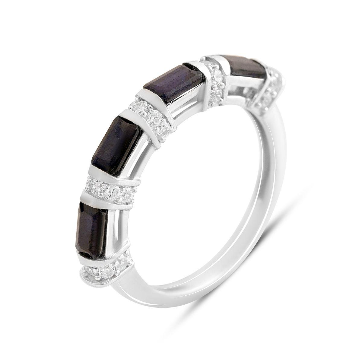

Серебряное кольцо с натуральным сапфиром 2.467ct, фианитами, вес изделия 3,21 гр (2202462) 18 сапфіровий