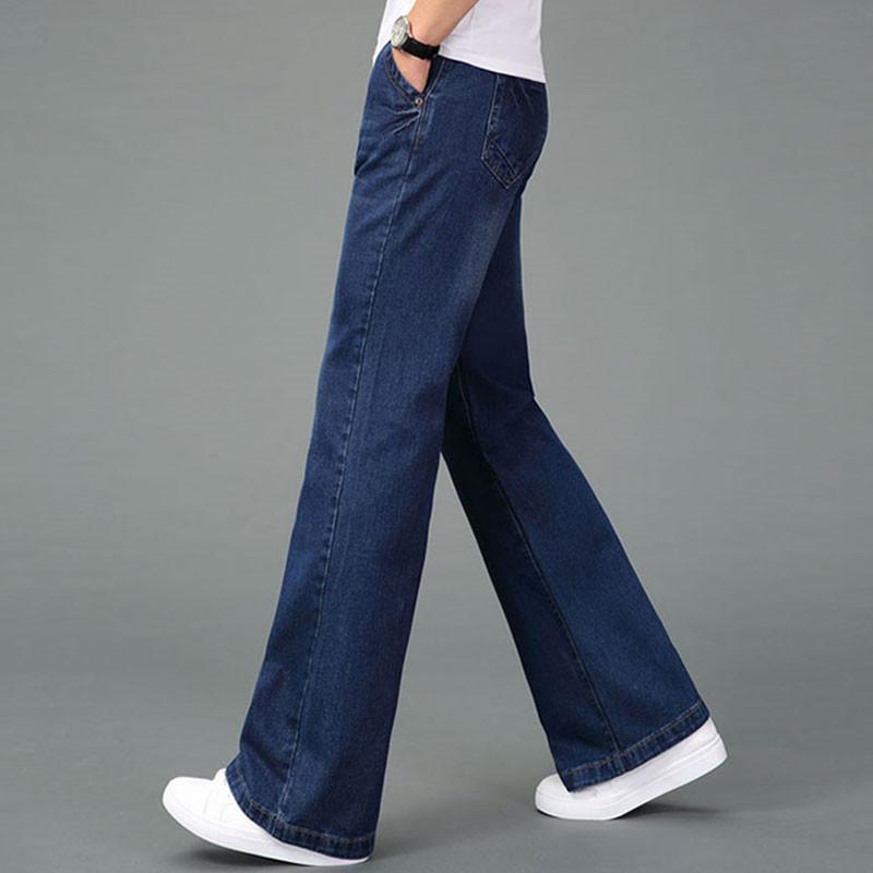 Jeans Men Winter Thick Warm Loose Wide-Leg Pants Men's Mid-Waist Slightly Raised Denim Pants
