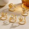 5Pieces Trendy Nail Opening Rings with Ocean Theme Nail Rings Stainless Steel Texture for Nail Accessories and Gifts