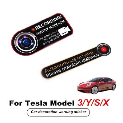 Car Body Decoration Stickers For Tesla Model 3 Y X S Sentry Mode Recorder Static Sticker Autopilot Warning Post Accessories