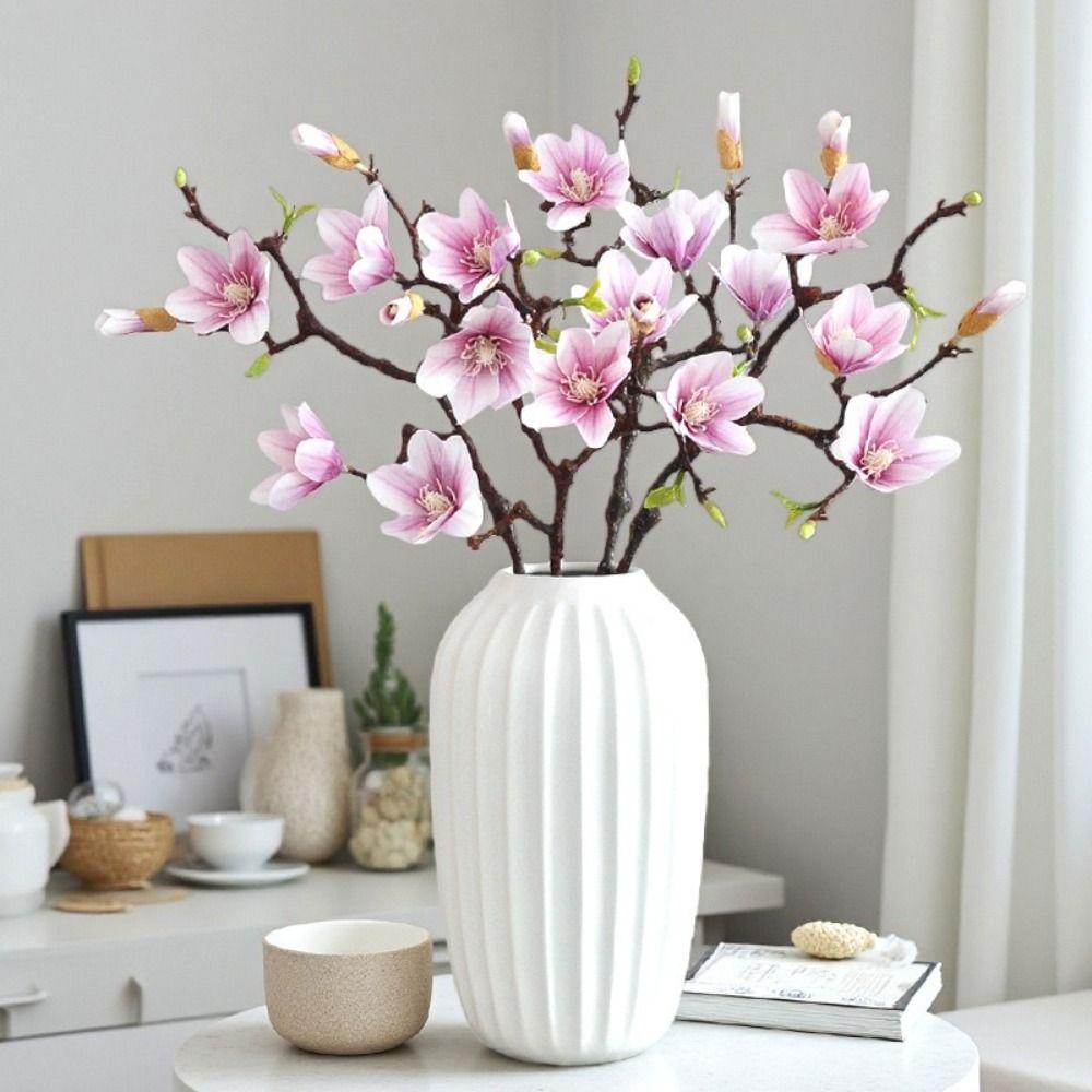 60cm Length Artificial Magnolia Flower Silk Material Simulated Magnolia  Party Decoration