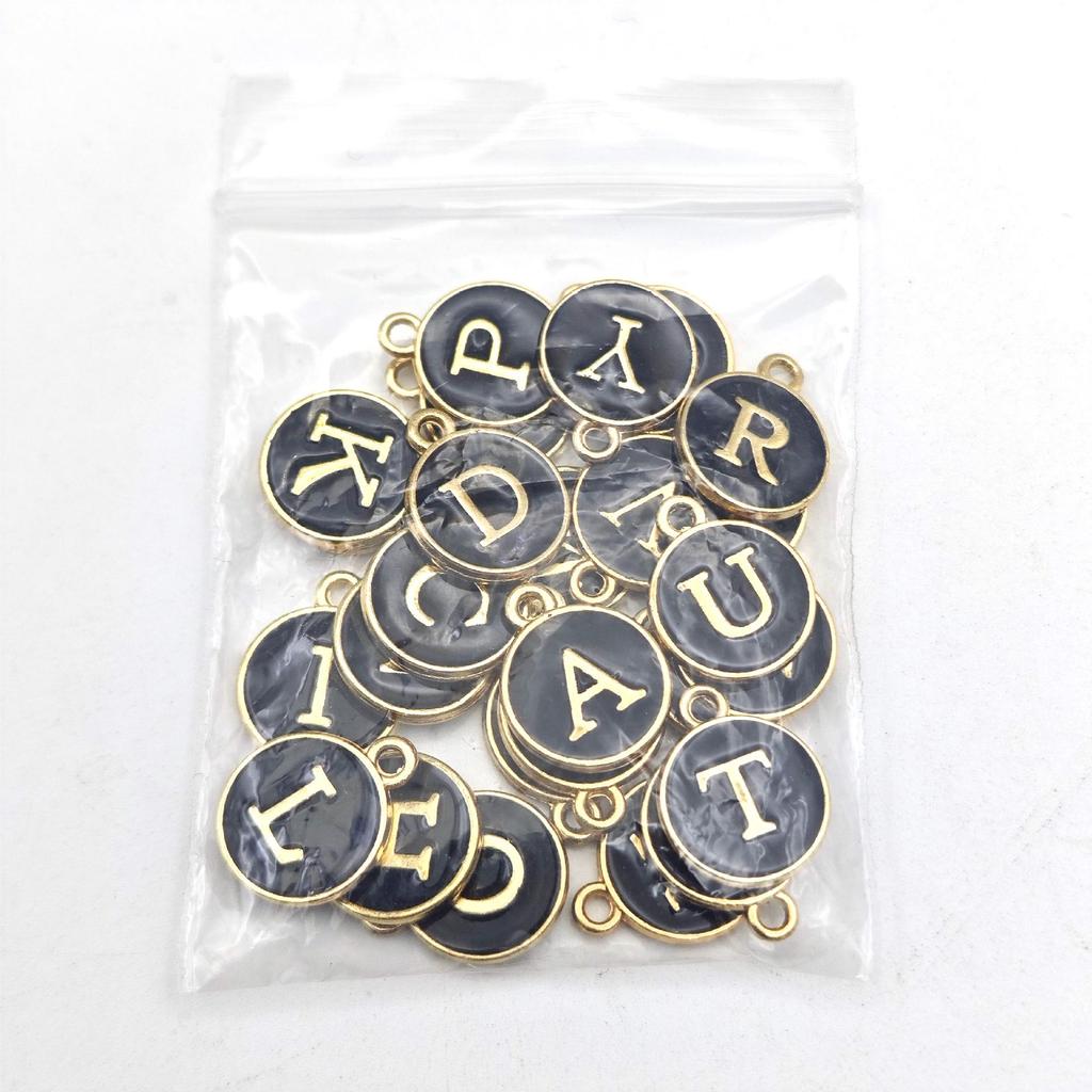 26-Piece A-Z Double-Sided Oil Drop English Letter Pendants for DIY Jewelry & Bracelets