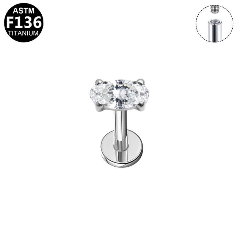 G23 Titanium Alloy Triangle Ear Stud with Internal Thread