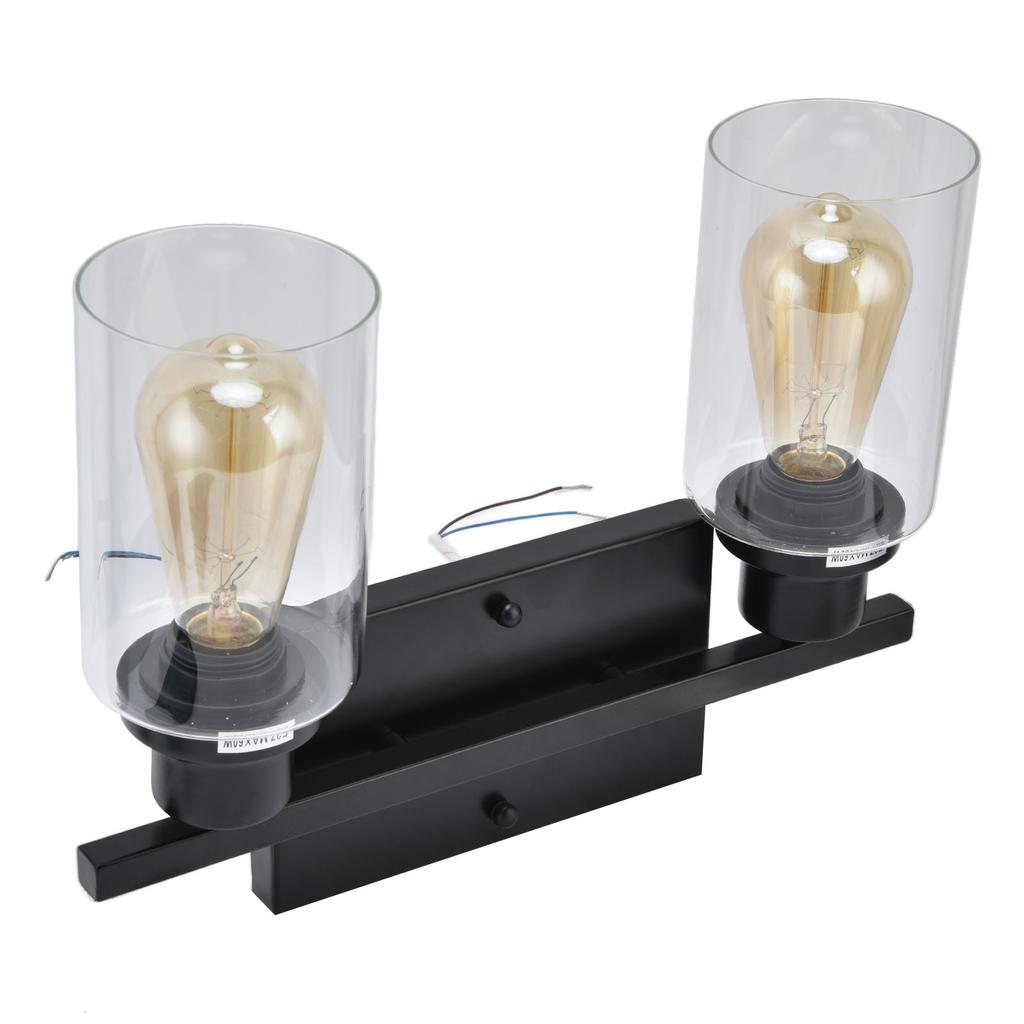 Double Head Wall Lamp Industrial Vintage Wall Sconce Light for Bedside Hallway Dressing Table Black