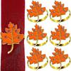 6 Pcs Orange Maple Napkin Rings Fall Thanksgiving Napkin Ring Holder Buckle Leaf Napkin Ring Harvest Farmhouse Style Metal Rhinestone Napkin Rings for