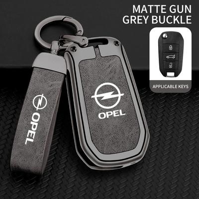 Leather Zinc Alloy Car Key Case Cover Shell Fob For Mokka 2025 Corsa Astra Phev Grandland Protector Keychain Accessories