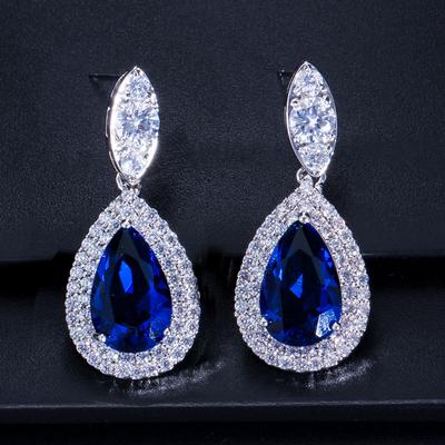 E0237 Boucles d'oreilles populaires, Boucles d'oreilles goutte d'eau, Zircon de haute qualité, Multicolore en option