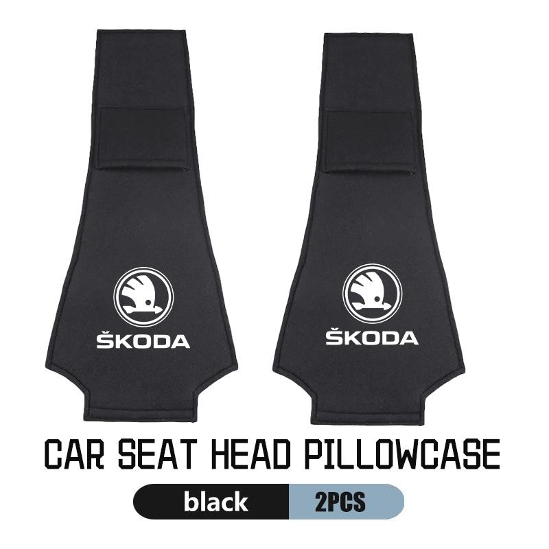 AEX1 Car Headrest Cover Universal Interior Accessories Fit For Skoda Fabia 1 2 Octavia A7 RS Superb Rapid Yeti Karoq Vision