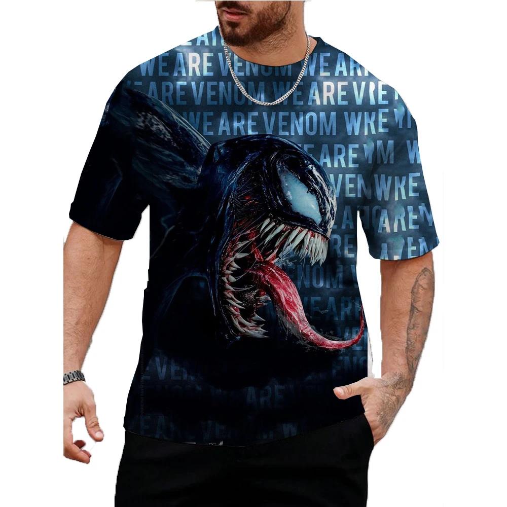 Venom Print T-Shirt Summer Round Neck Tops 3D T-Shirt Male Casual Stylish Short Sleeve Clothing Fashion Trend Street Wear