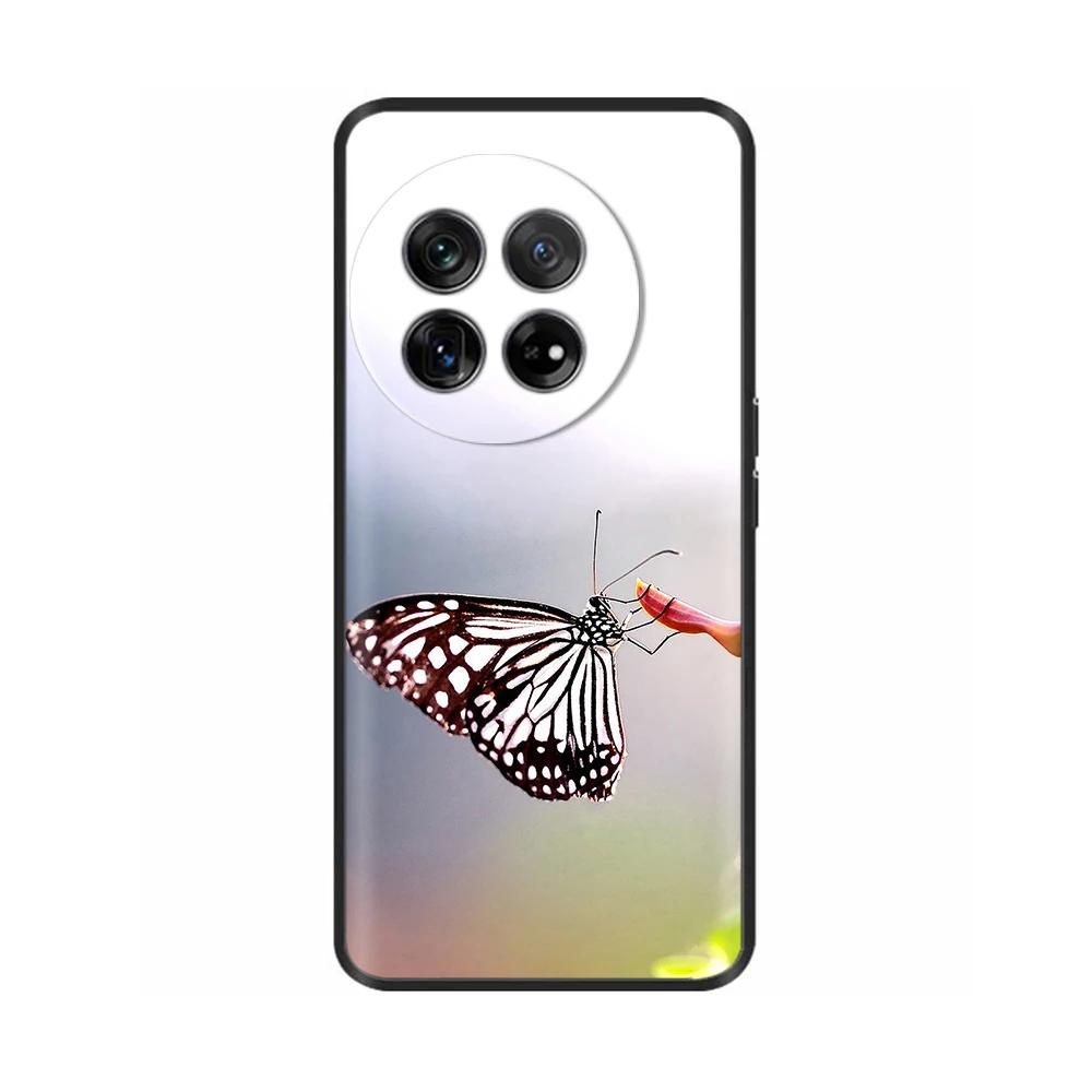 Painted Cover For OnePlus 12 Case Black Silicone Soft Luxury Phone Back Cover For One Plus 12 OnePlus12 5G Fundas Cases Hoesje