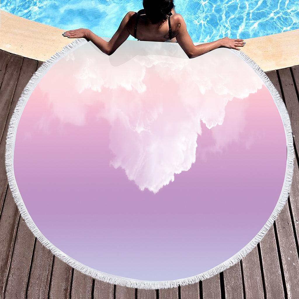 Pastel Aesthetics Round Beach Towel,Absorbent Quick Dry Sand Free Lightweight Travel Camping Bath Towels,Round Throw Blanket