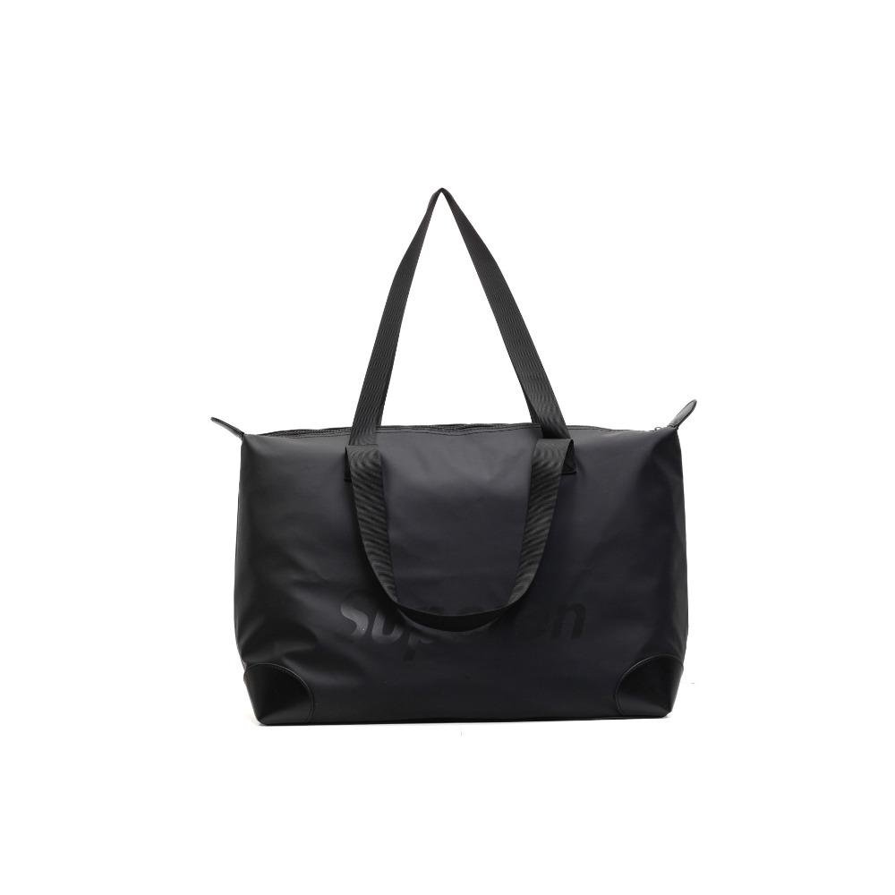 

2025 new simple wind outdoor sports satchel short trip large capacity storage luggage soft leather fitness bag чорний