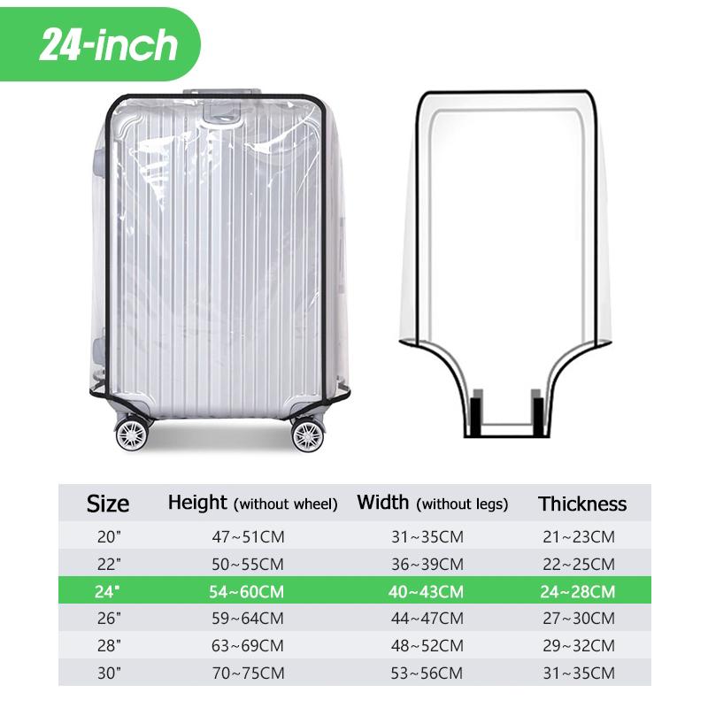 Travel Transparent Luggage Cover Waterproof And Dustproof Pvc Wear Resistant Fits 20-30 Inch Suitcases