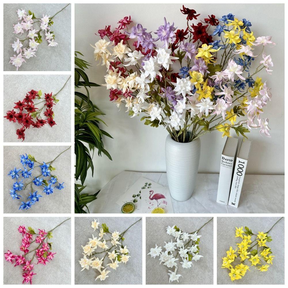 

7 Forks Artificial Orchid Flower Handmade Fake Flowers Simulation Orchid Wedding Party Decor білий