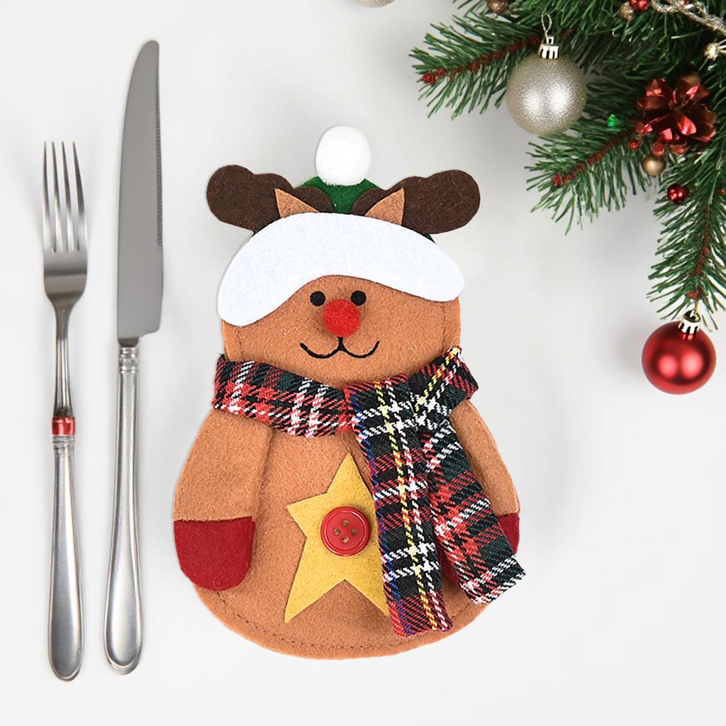 Creative Cartoon Christmas Tableware Set: Knife, Fork, and Decorative Doll Set for Holiday Dining