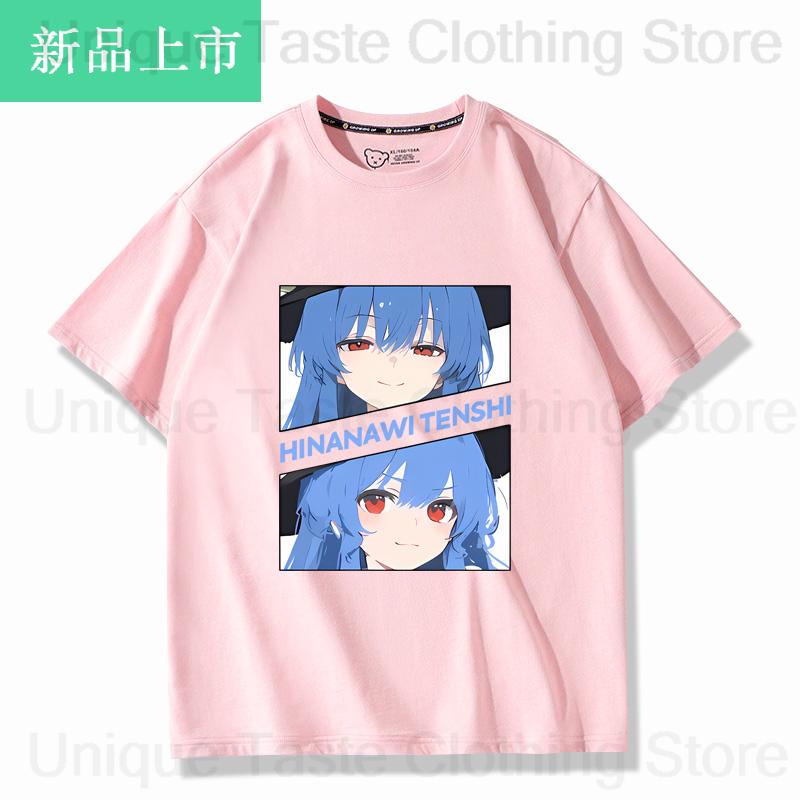Touhou Project T Shirt Hinanawi Tenshi Cute Cartoon Print Tshirt Harajuku Fashion High Quality Cotton Short Sleeve Tee Tops