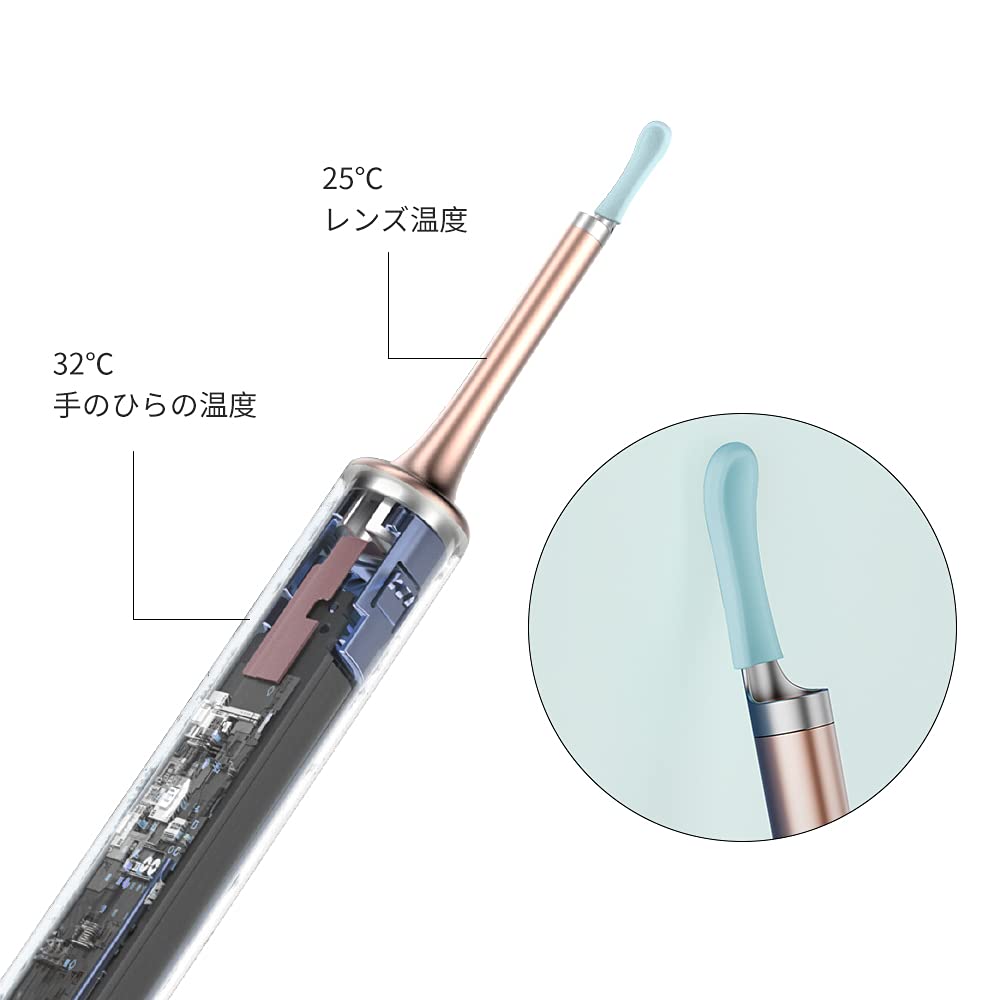 QiPower Ear Cleaning Camera Ear 5MP IP67 Ear Ear LED Smartphone WiFi Pimple Handy Compatible with Scope, High-Precision, Waterproof, Rechargeable,