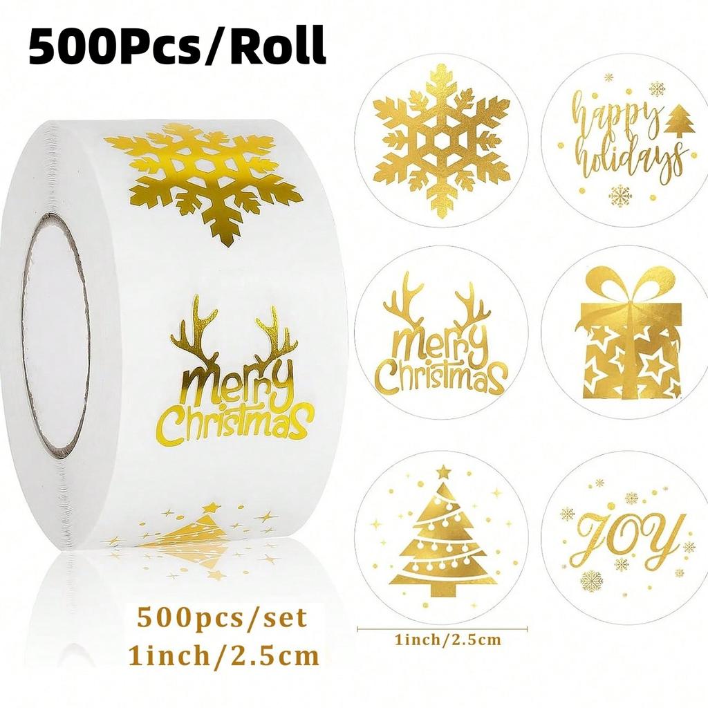 500pcs 1 Inch Round Transparent Merry Christmas Stickers Self Adhesive Holiday Stickers For Christmas Decor Wedding Party Cards