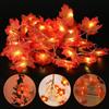 Fall Garland Lights Decor Fall Maple Leaves Pumpkin String Lights