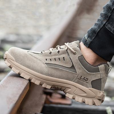 Men Casual Breathable Steel Toe Caps Working Safety Shoes Cow Suede Leather Security Boots Worker Welding Sneakers Safe Footwear
