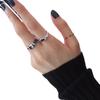 Black Zircon Ring Female Retro Fashion Personality Dark Wind Irregular Stacking Wearing Open Index Finger Ring