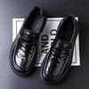 2025 Men's Leather Shoes with One Foot British Style Loafers Genuine Leather Business Trend Leather Shoes Men's Casual High Sense