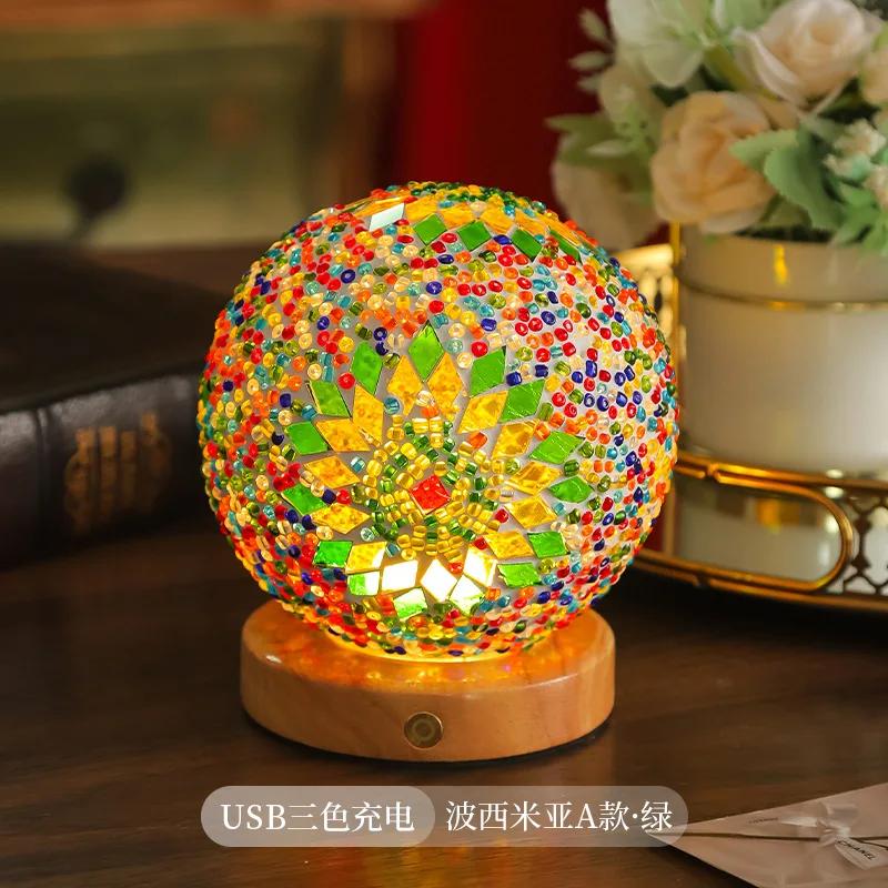Small Night Light Mosaic Desk Lamp Light Luxury Petal Ornament Lamp