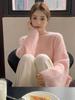 Pink 100% Pure Wool Women's Sweater: Loose, Soft Knit for Autumn/Winter 2026