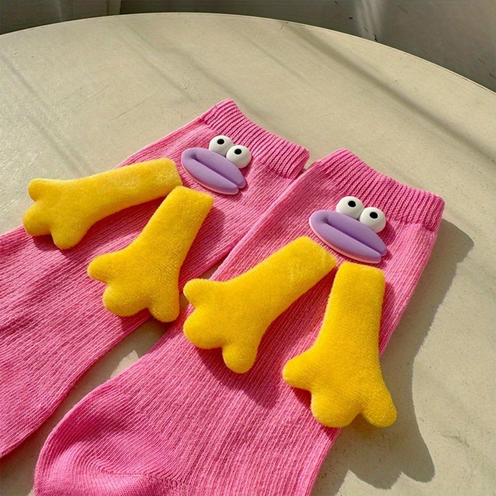 5 Paare Händchenhaltende Bunte Socken Wurstmaul Große Hand Niedliche Mittelhohe Socken