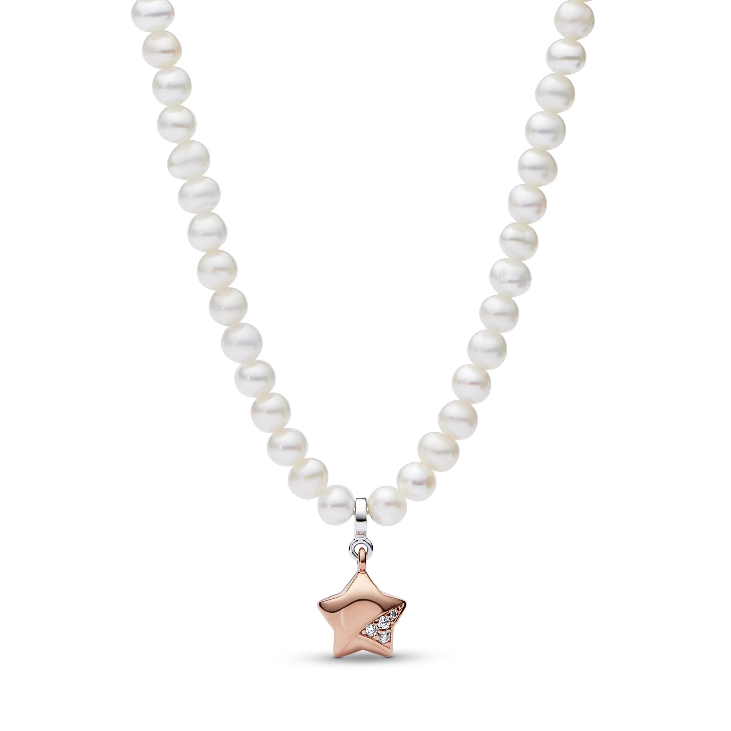Pandora Star Pearl Necklace Women necklace Rose-Gold 382489C01 45