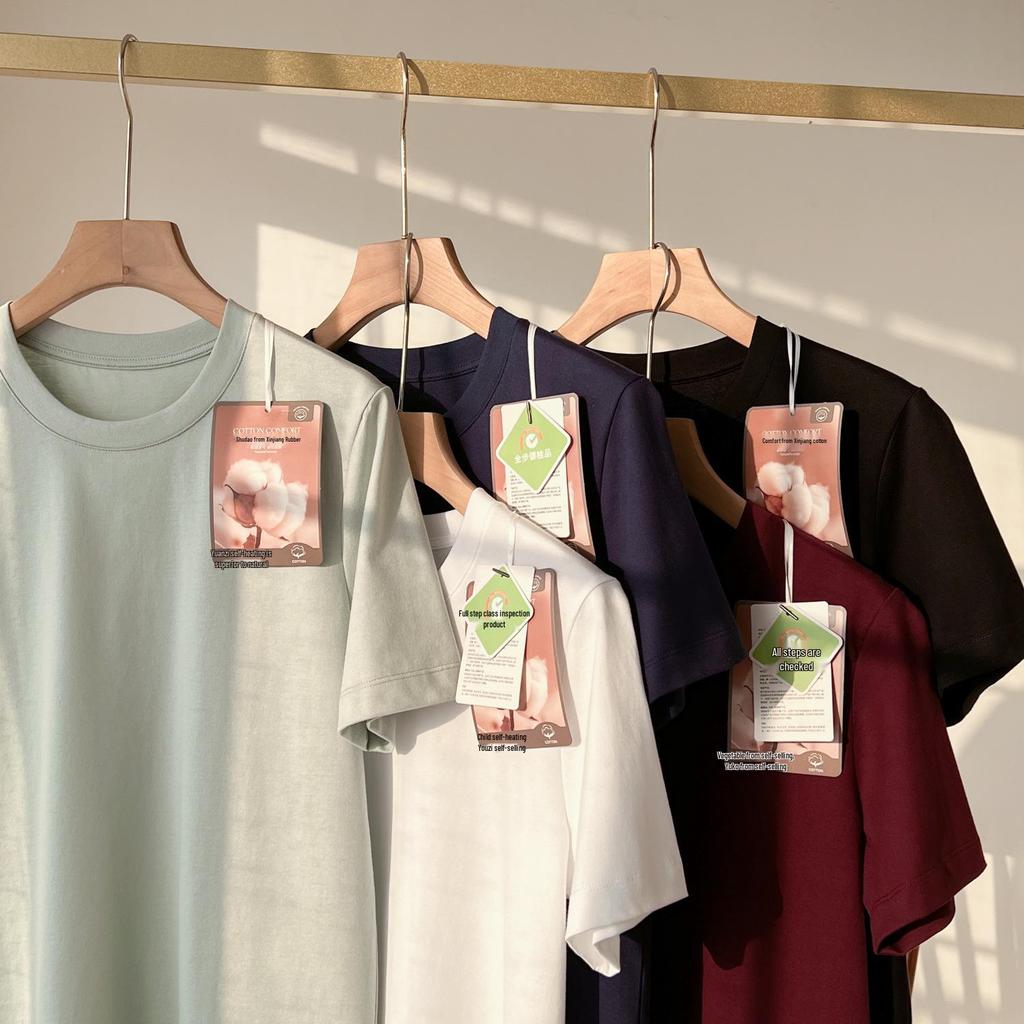 Women's Summer Loose-Fit Short Sleeve Round Neck T-Shirt - High Twist, Long-Staple Cotton, Wrinkle-Resistant.