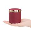 Portable Real Leather Jewelry Travel Wallet Mini Kiss-Lock Cylindrical Storage Box, Compact Organizer for Rings, Earrings, Coins