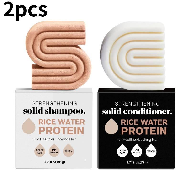 Nourishing Hair Shampoo And Conditioner Bar Soap With Rice Water And Rosemary Essence For Deep Cleansing And Moisturizing Benefits