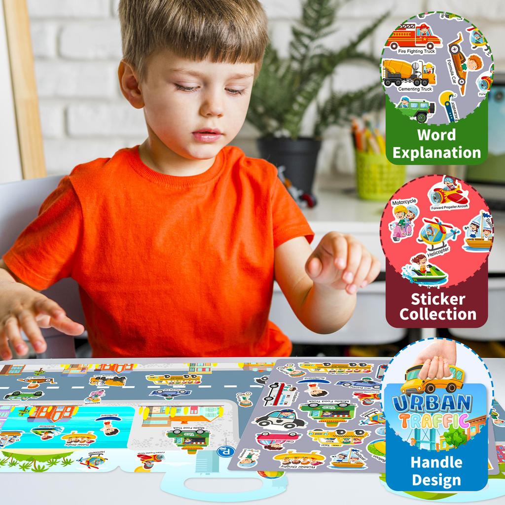 Creative Children's DIY Transportation and Educational Early Education Without Cutting and Repeated Stickers for Hand Jelly Stickers