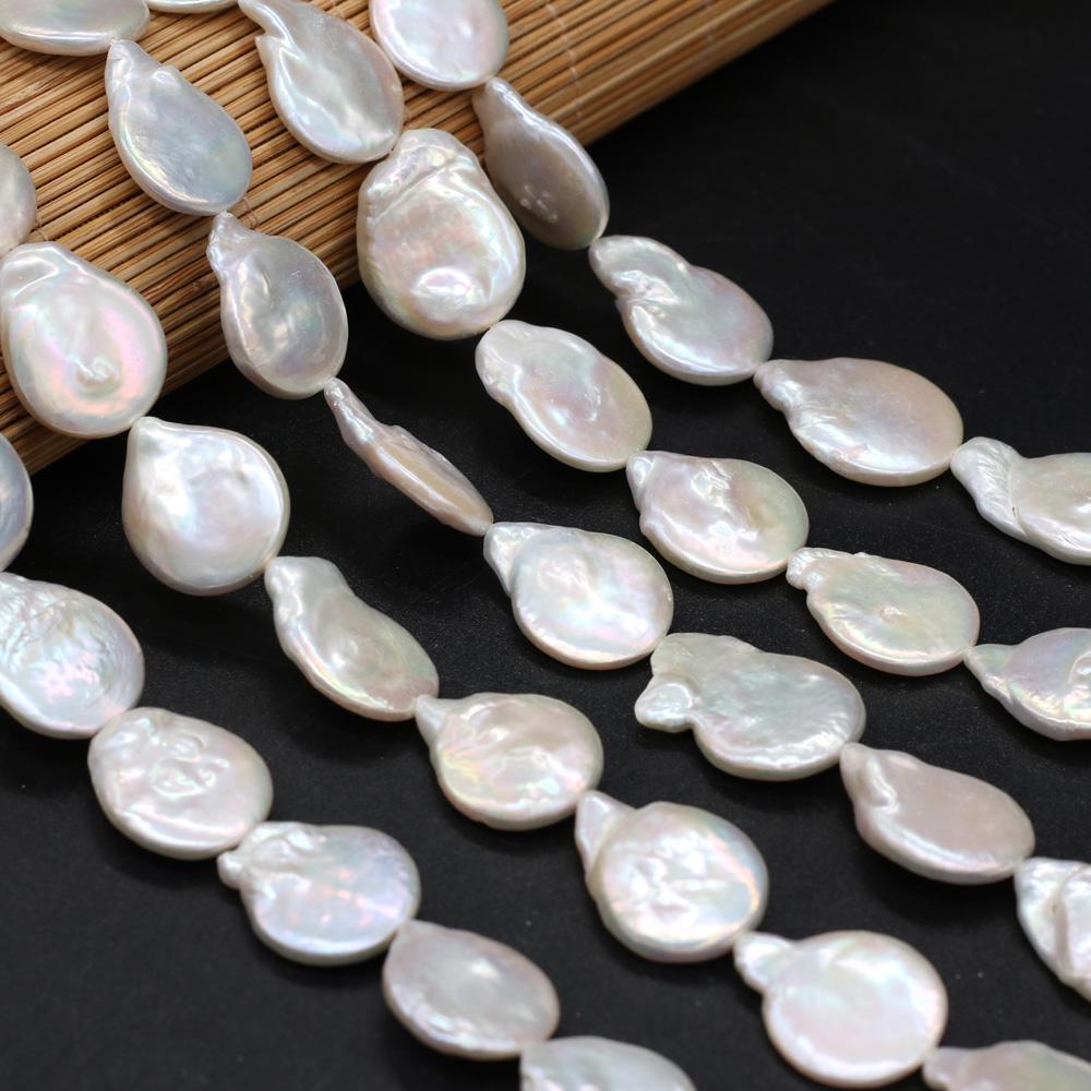 1String, Irregular Baroque Pearls, White Natural Freshwater Pearl Beads, 16×22–17×25 mm, for DIY Necklace Bracelet Accessories, Jewelry Making, 36cm