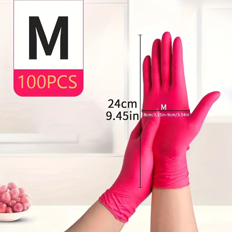 30/50/100pcs Deep Pink Disposable Nitrile Gloves, Latex Free & Dust-free, S/M/L Sizes, for Home Cleaning, Pet Care, Hair Dyeing & Kitchen Use