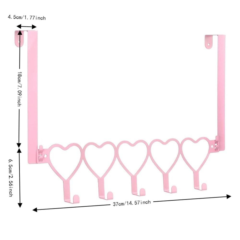 Heart Shape Over the Door Hanger Pink Heart Shaped Hooks Towel Rack Home Bedroom Bathroom