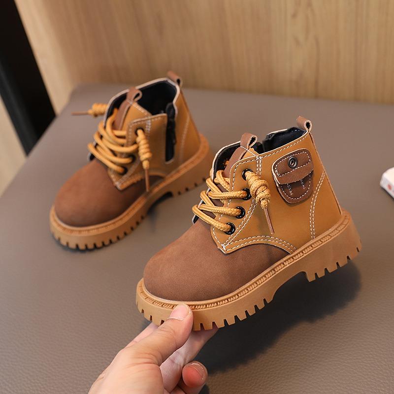 Children's Martin Boots, Girls' Leather Boots, Autumn and Winter Styles, Boys' Short Boots, Autumn Mid To High Top Single Boots