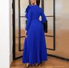 Elegant Women Long Dresses Autumn New Plus Size O Neck Ruffles Long Sleeve Pleated Party Dress