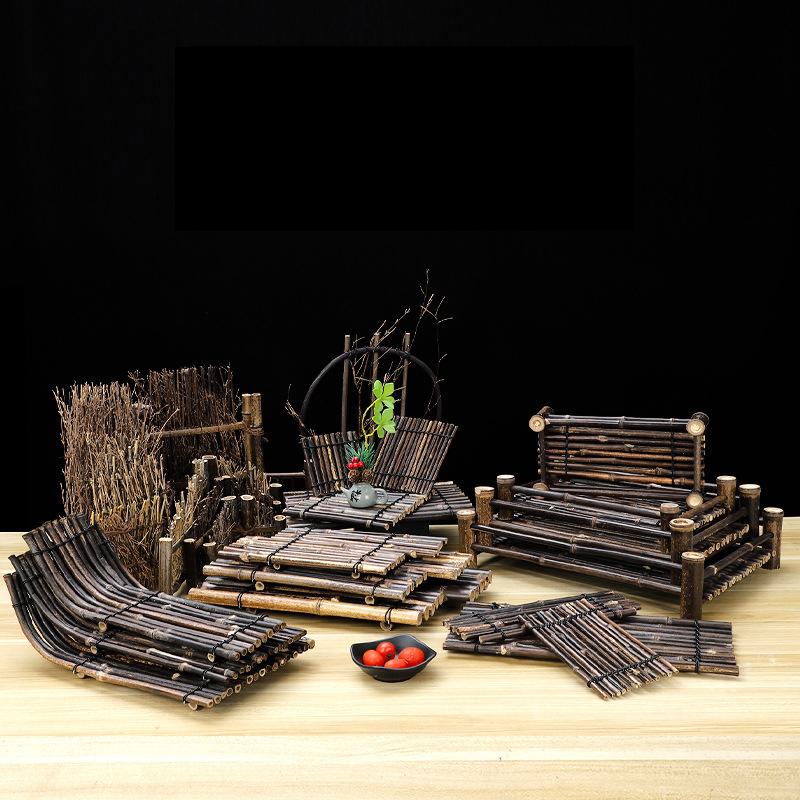 Vintage Bambus Sushi Schale Bambuszaun Platte Japanischer Koreanischer Stil Sashimi Küche Sushi Boote Kreative Präsentation Servierplatte